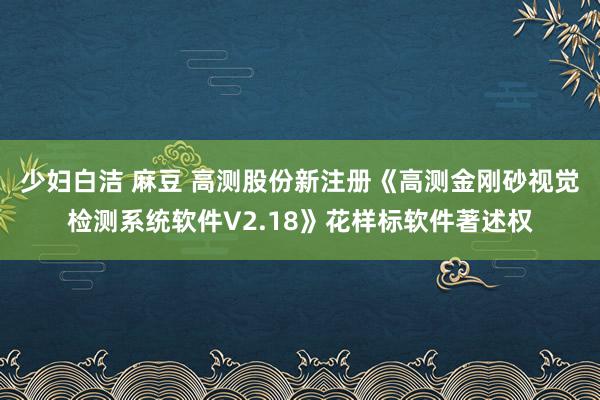 少妇白洁 麻豆 高测股份新注册《高测金刚砂视觉检测系统软件V2.18》花样标软件著述权