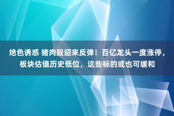 绝色诱惑 猪肉股迎来反弹！百亿龙头一度涨停，板块估值历史低位，这些标的或也可缓和