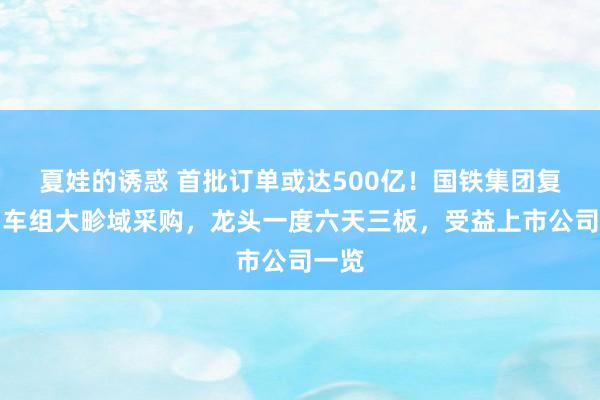 夏娃的诱惑 首批订单或达500亿！国铁集团复原动车组大畛域采购，龙头一度六天三板，受益上市公司一览