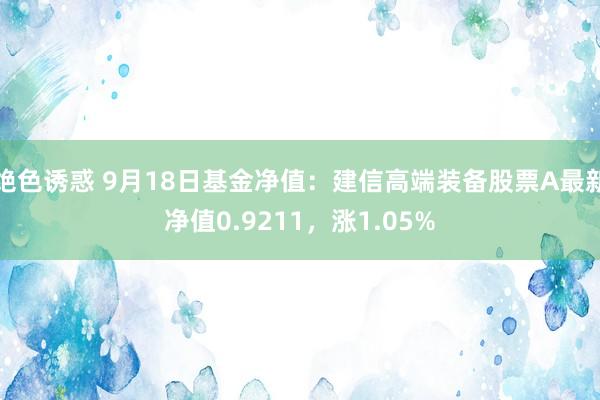 绝色诱惑 9月18日基金净值：建信高端装备股票A最新净值0.9211，涨1.05%