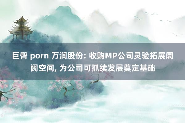 巨臀 porn 万润股份: 收购MP公司灵验拓展阛阓空间， 为公司可抓续发展奠定基础