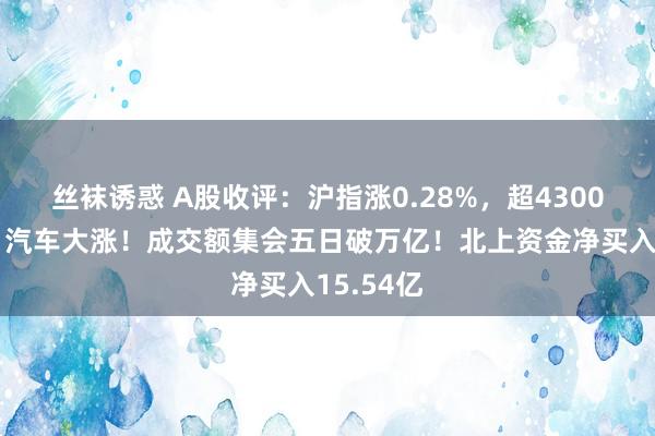 丝袜诱惑 A股收评：沪指涨0.28%，超4300股着落，汽车大涨！成交额集会五日破万亿！北上资金净买入15.54亿