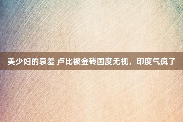 美少妇的哀羞 卢比被金砖国度无视，印度气疯了