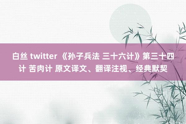 白丝 twitter 《孙子兵法 三十六计》第三十四计 苦肉计 原文译文、翻译注视、经典默契