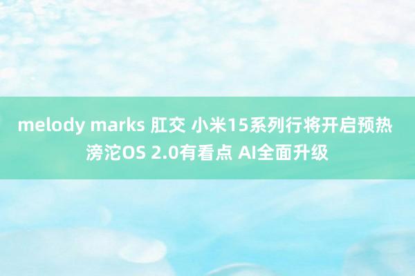 melody marks 肛交 小米15系列行将开启预热 滂沱OS 2.0有看点 AI全面升级