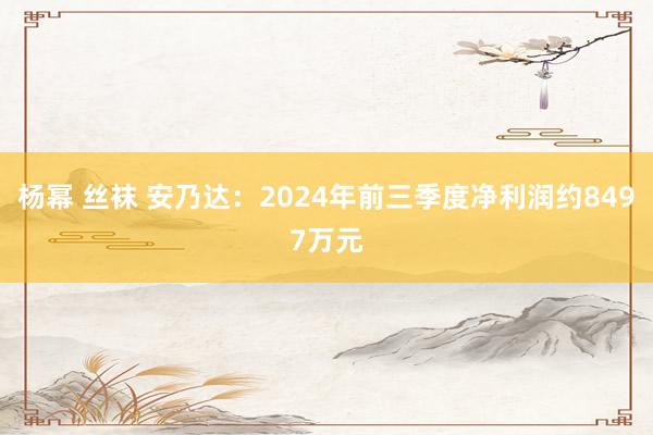 杨幂 丝袜 安乃达：2024年前三季度净利润约8497万元