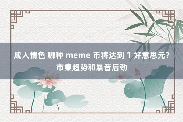 成人情色 哪种 meme 币将达到 1 好意思元？市集趋势和曩昔后劲