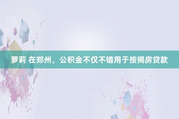 萝莉 在郑州，公积金不仅不错用于按揭房贷款