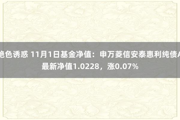 绝色诱惑 11月1日基金净值：申万菱信安泰惠利纯债A最新净值1.0228，涨0.07%