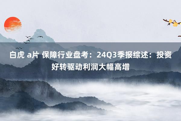 白虎 a片 保障行业盘考：24Q3季报综述：投资好转驱动利润大幅高增