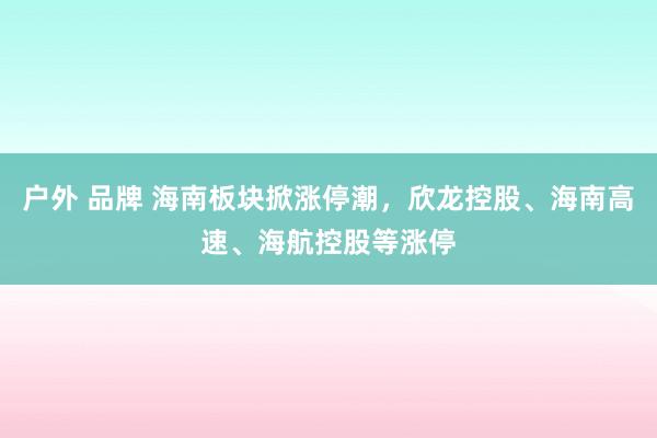 户外 品牌 海南板块掀涨停潮，欣龙控股、海南高速、海航控股等涨停