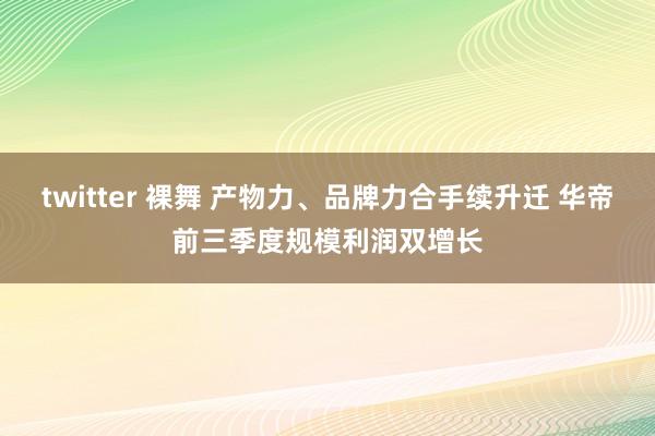 twitter 裸舞 产物力、品牌力合手续升迁 华帝前三季度规模利润双增长