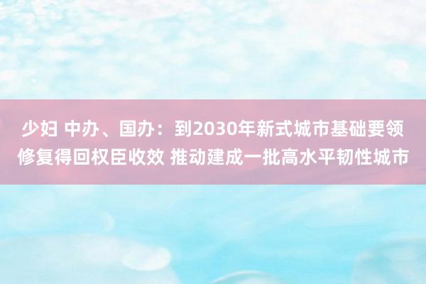 少妇 中办、国办：到2030年新式城市基础要领修复得回权臣收效 推动建成一批高水平韧性城市