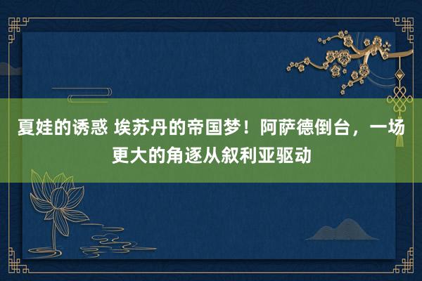 夏娃的诱惑 埃苏丹的帝国梦！阿萨德倒台，一场更大的角逐从叙利亚驱动