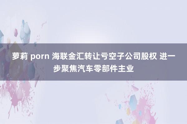 萝莉 porn 海联金汇转让亏空子公司股权 进一步聚焦汽车零部件主业