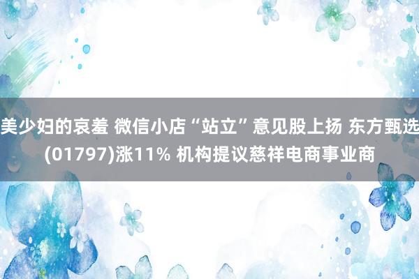 美少妇的哀羞 微信小店“站立”意见股上扬 东方甄选(01797)涨11% 机构提议慈祥电商事业商