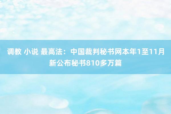 调教 小说 最高法：中国裁判秘书网本年1至11月新公布秘书810多万篇