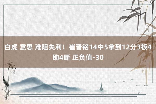 白虎 意思 难阻失利！崔晋铭14中5拿到12分3板4助4断 正负值-30