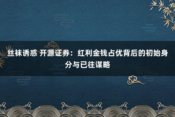 丝袜诱惑 开源证券：红利金钱占优背后的初始身分与已往谋略