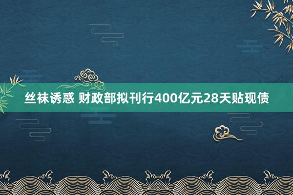 丝袜诱惑 财政部拟刊行400亿元28天贴现债