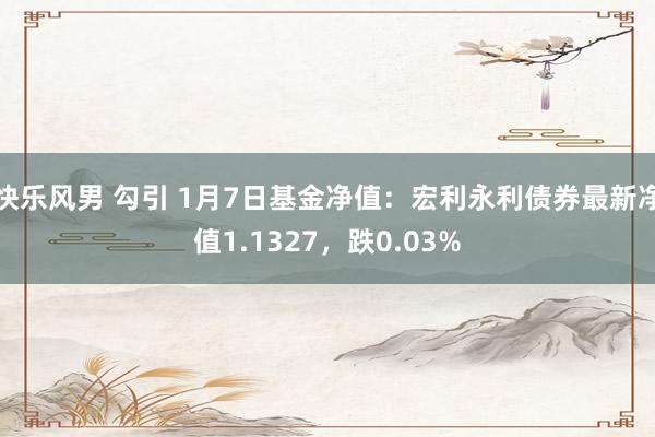 快乐风男 勾引 1月7日基金净值：宏利永利债券最新净值1.1327，跌0.03%