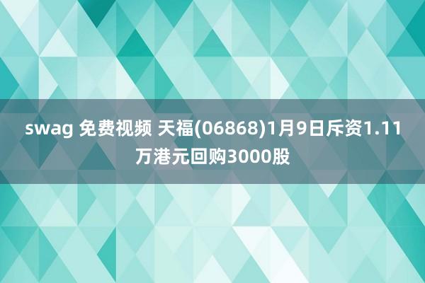 swag 免费视频 天福(06868)1月9日斥资1.11万港元回购3000股