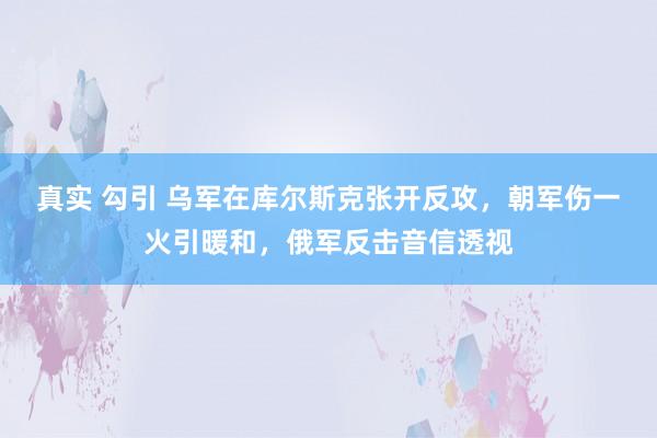 真实 勾引 乌军在库尔斯克张开反攻，朝军伤一火引暖和，俄军反击音信透视