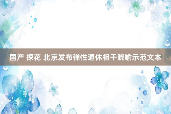 国产 探花 北京发布弹性退休相干晓喻示范文本