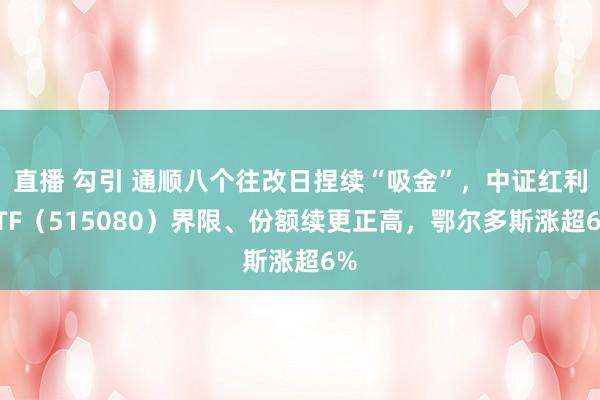 直播 勾引 通顺八个往改日捏续“吸金”，中证红利ETF（515080）界限、份额续更正高，鄂尔多斯涨超6%